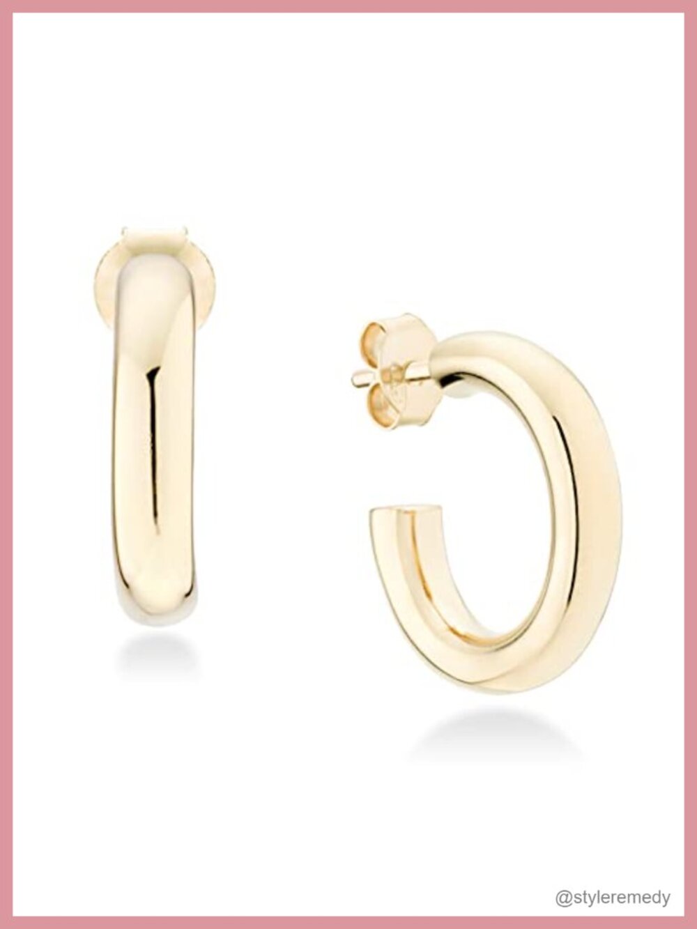 925 Sterling Silver 3mm High Polished Hoop Earrings Lightweight Chunky